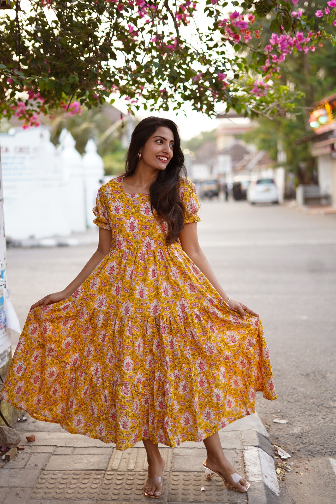 Siya - yellow floral printed feeding dress