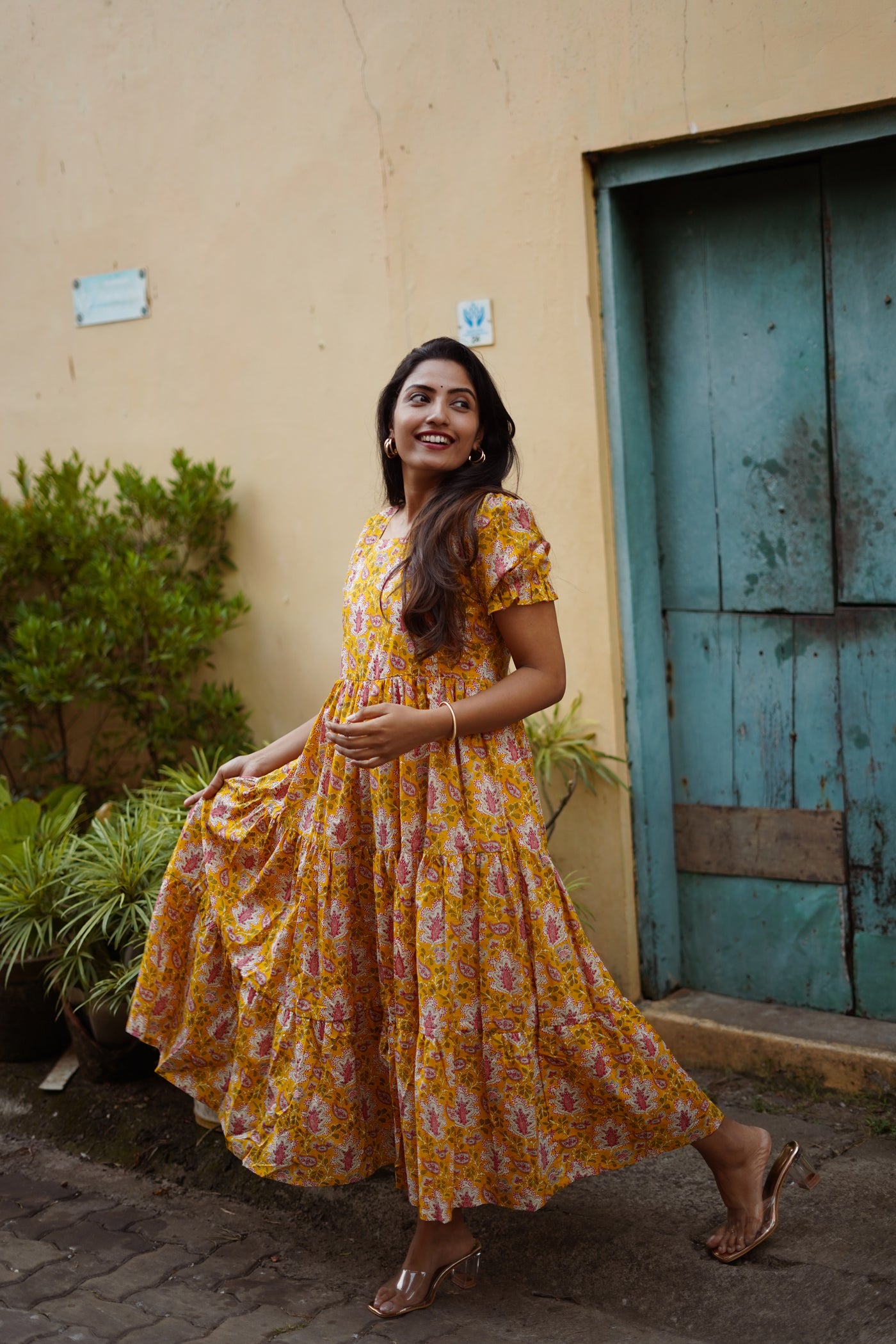 Siya - yellow floral printed feeding dress