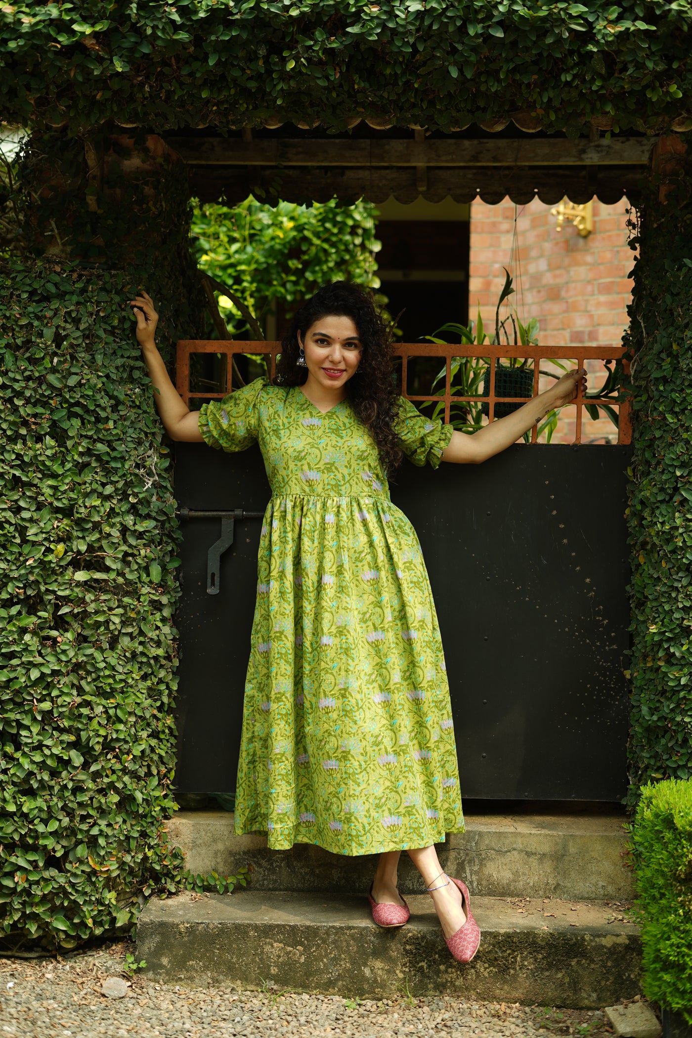 Green Meadows - Cotton Maternity Dress with Discreet Nursing zips Cordyally Green Meadows - Cotton Maternity Dress with Discreet Nursing zips Cordyally
