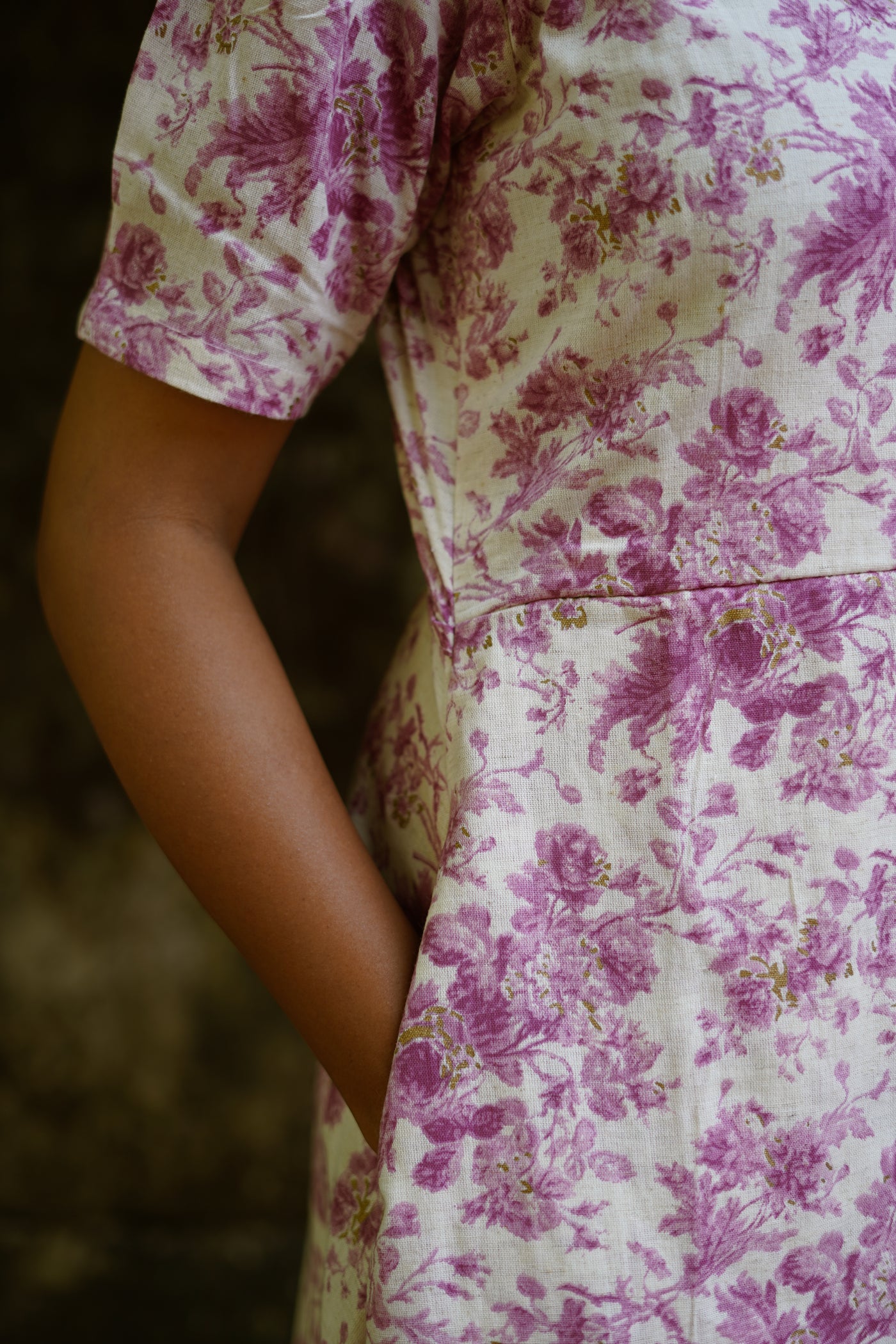 Violet Cotton Floral A-Line Dress without ZIPS