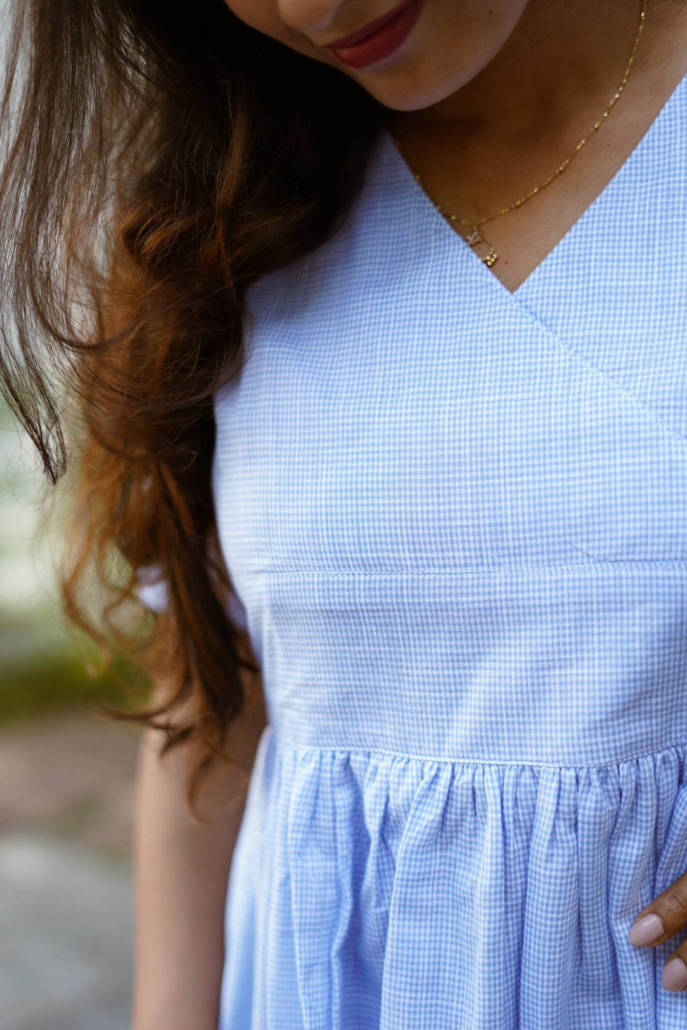 Evolve  - Retro Blue checkered Dress