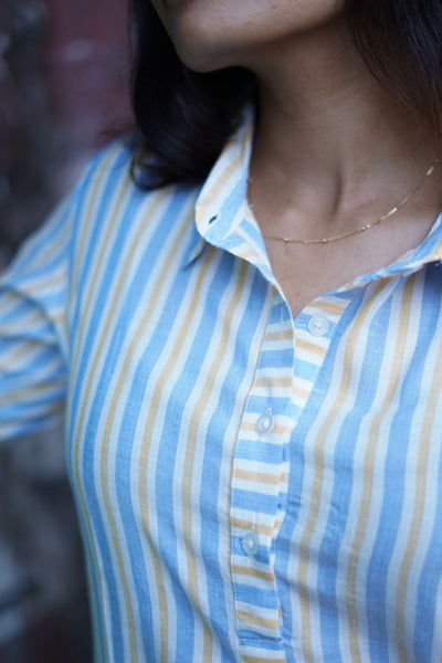 Blue yellow stripes Kurta