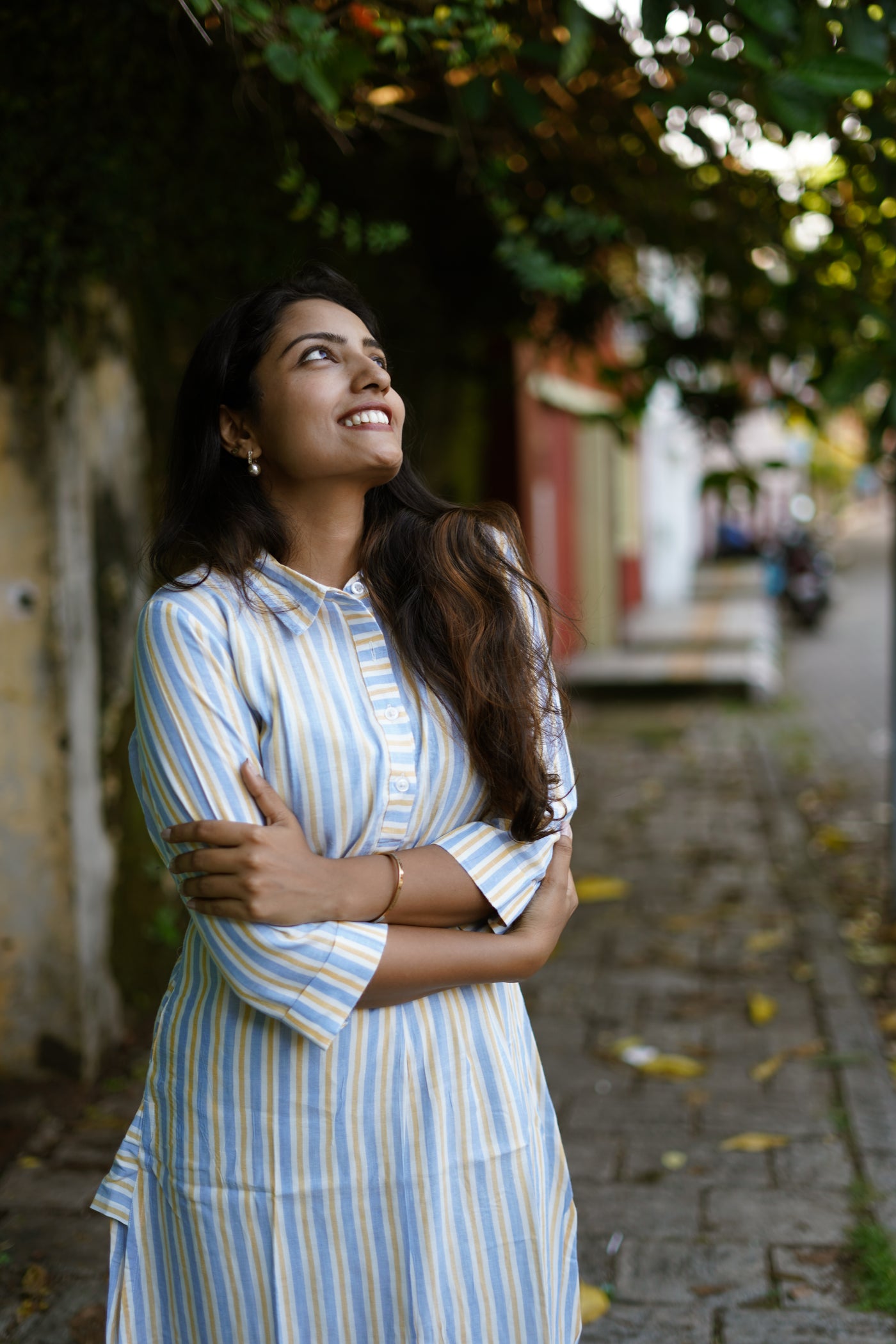 Blue yellow stripes Kurta