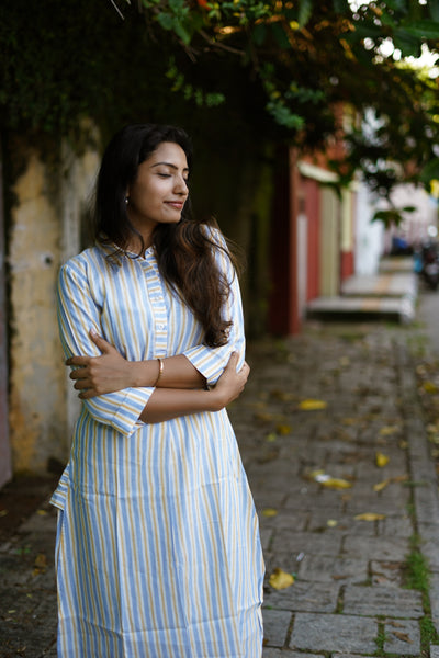 Blue yellow stripes Kurta