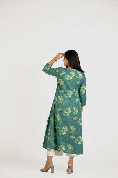 Srishti - Maternity/Nursing Aqua Green Blue Floral Nursing Dress