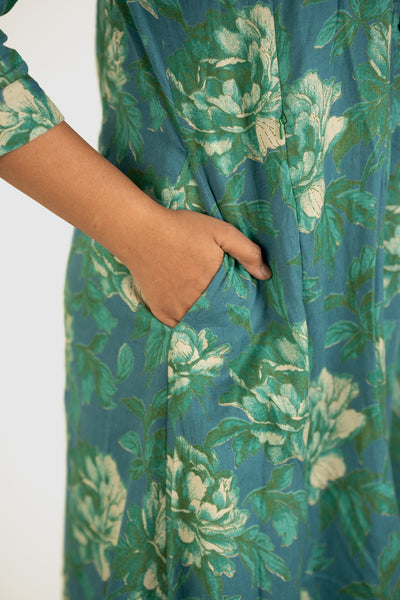 Srishti - Maternity/Nursing Aqua Green Blue Floral Nursing Dress