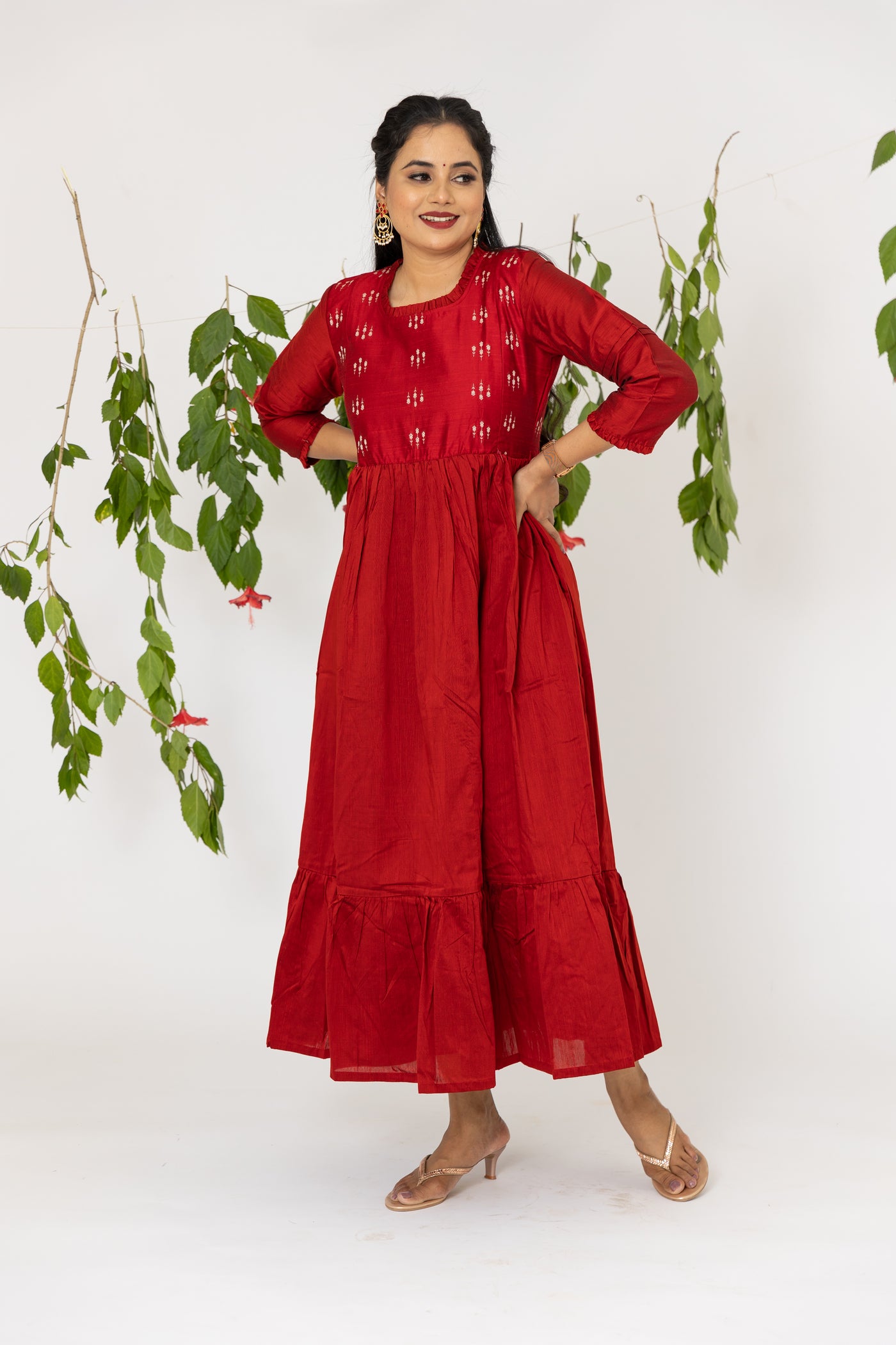 feeding party wear dresses Women White Striped Cotton Long Maternity Feeding Dress