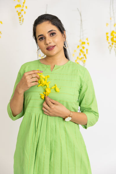 Soft Green Maternity and Feeding Kurta with Nursing Zips