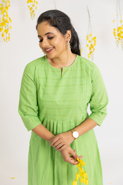 Soft Green Maternity and Feeding Kurta with Nursing Zips