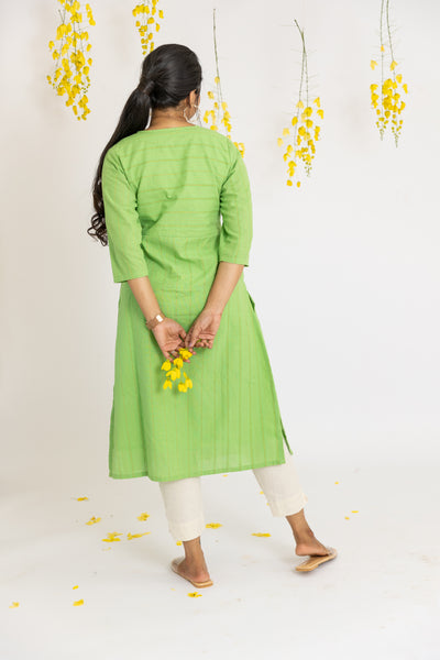 Soft Green Maternity and Feeding Kurta with Nursing Zips