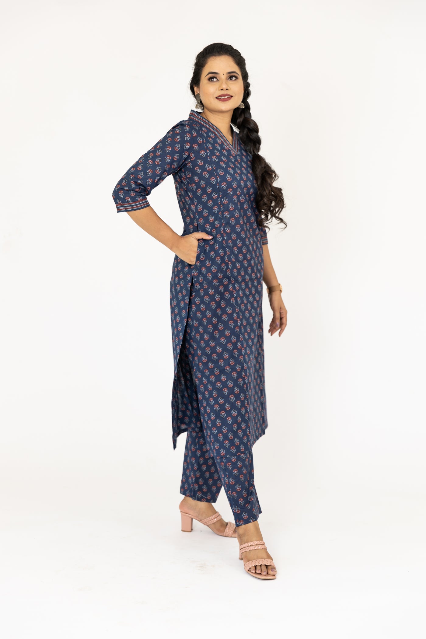 Ajrakh Printed Cotton Feeding Kurta set