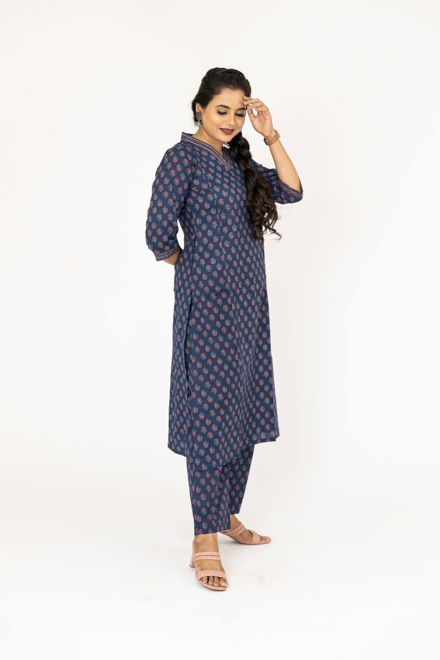 Ajrakh Printed Cotton Feeding Kurta set