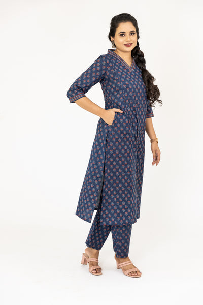 Ajrakh Printed Cotton Feeding Kurta set