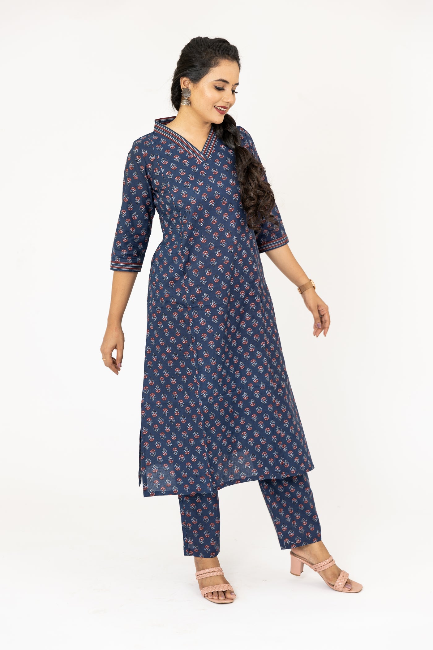 Ajrakh Printed Cotton Feeding Kurta set